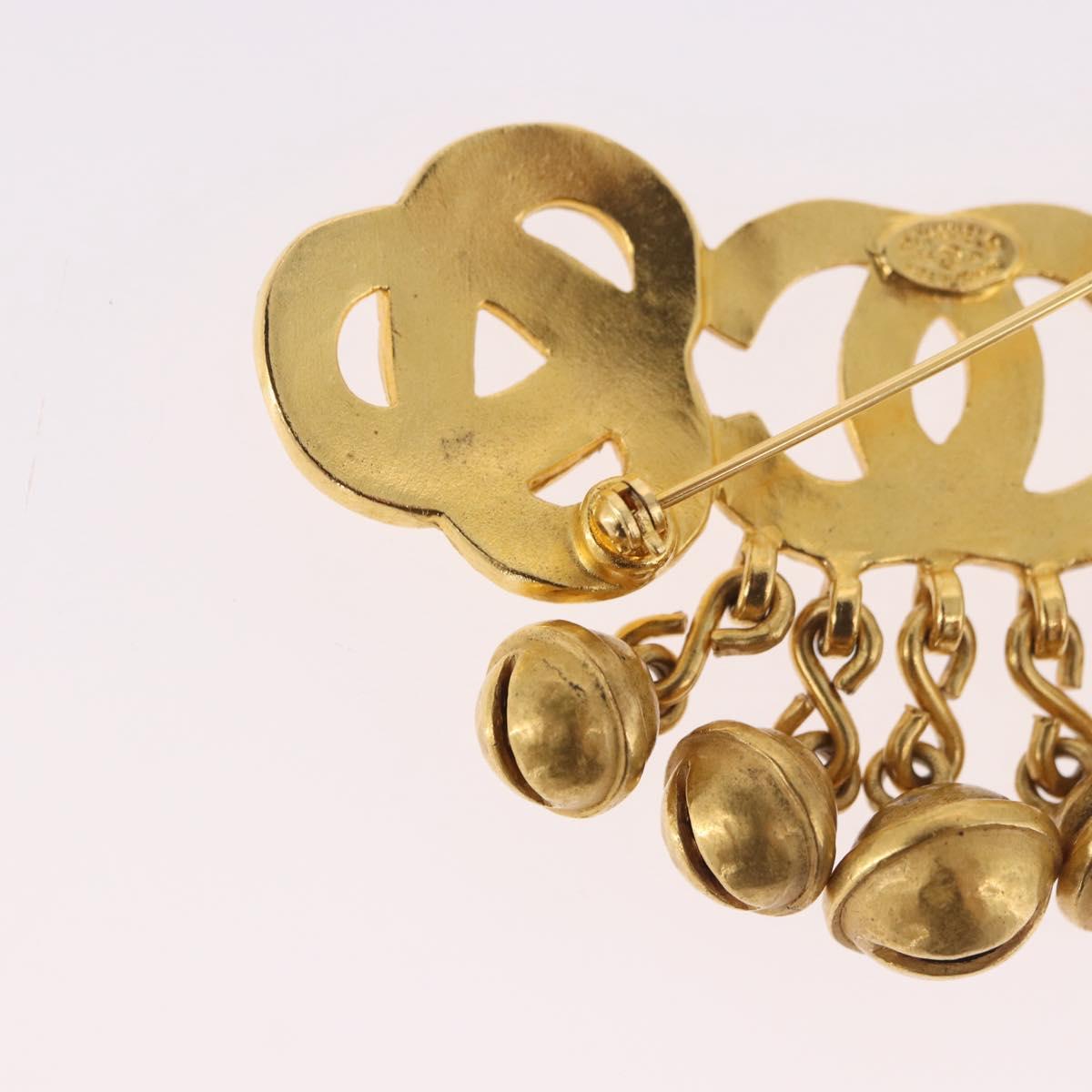 CHANEL Brooch metal Gold CC Auth 185844M
