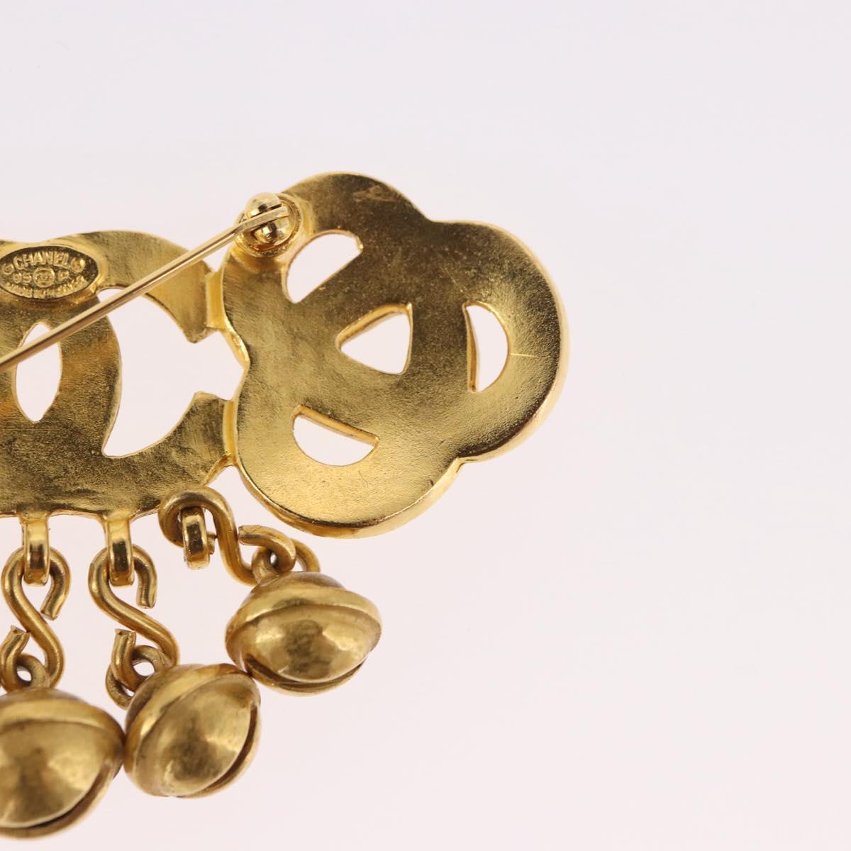 CHANEL Brooch metal Gold CC Auth 185844M