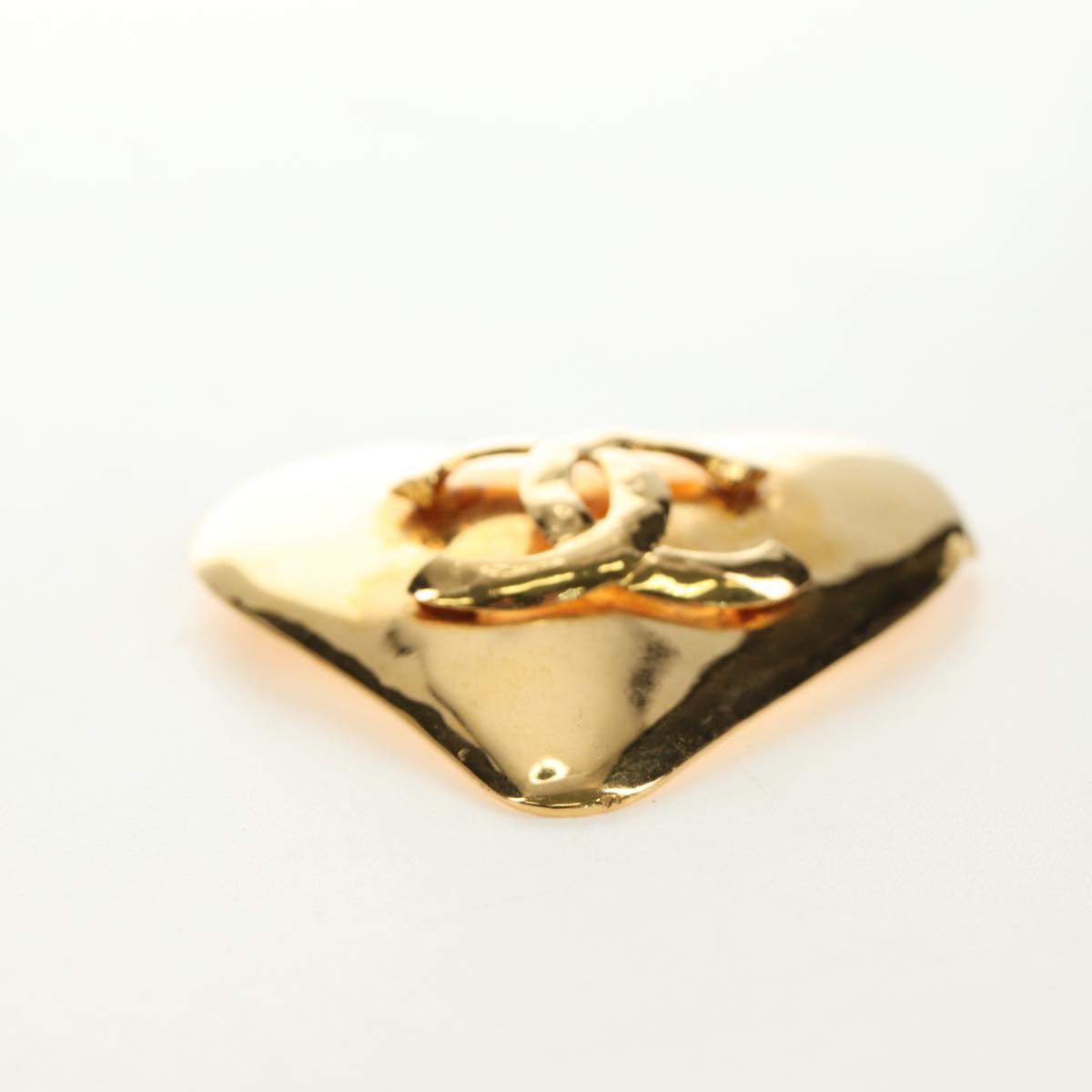 CHANEL Brooch metal Gold CC Auth 185845M