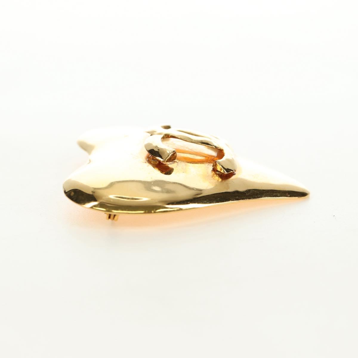 CHANEL Brooch metal Gold CC Auth 185845M