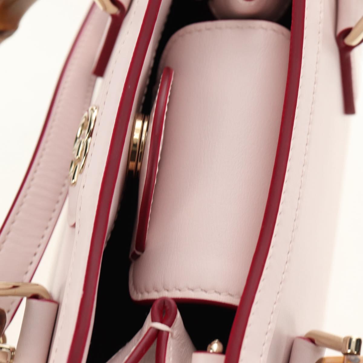 GUCCI Bamboo Hand Bag Leather 3way Pink Gold 841488 Auth 185846SM