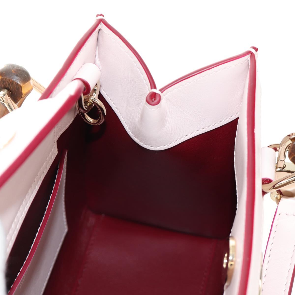 GUCCI Bamboo Hand Bag Leather 3way Pink Gold 841488 Auth 185846SM