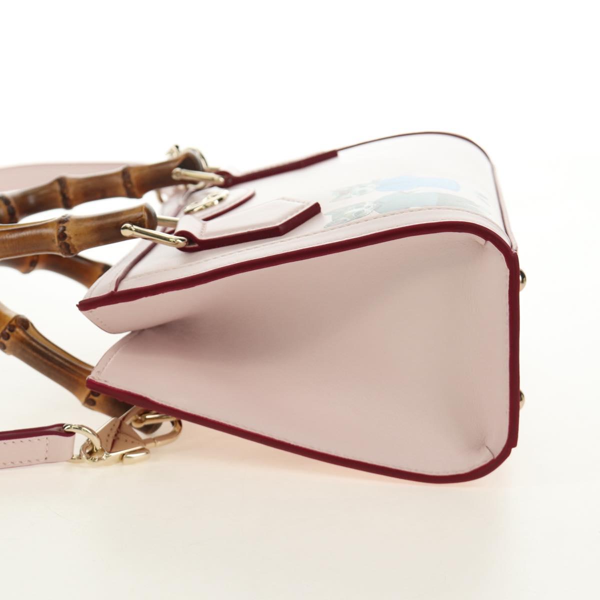 GUCCI Bamboo Hand Bag Leather 3way Pink Gold 841488 Auth 185846SM