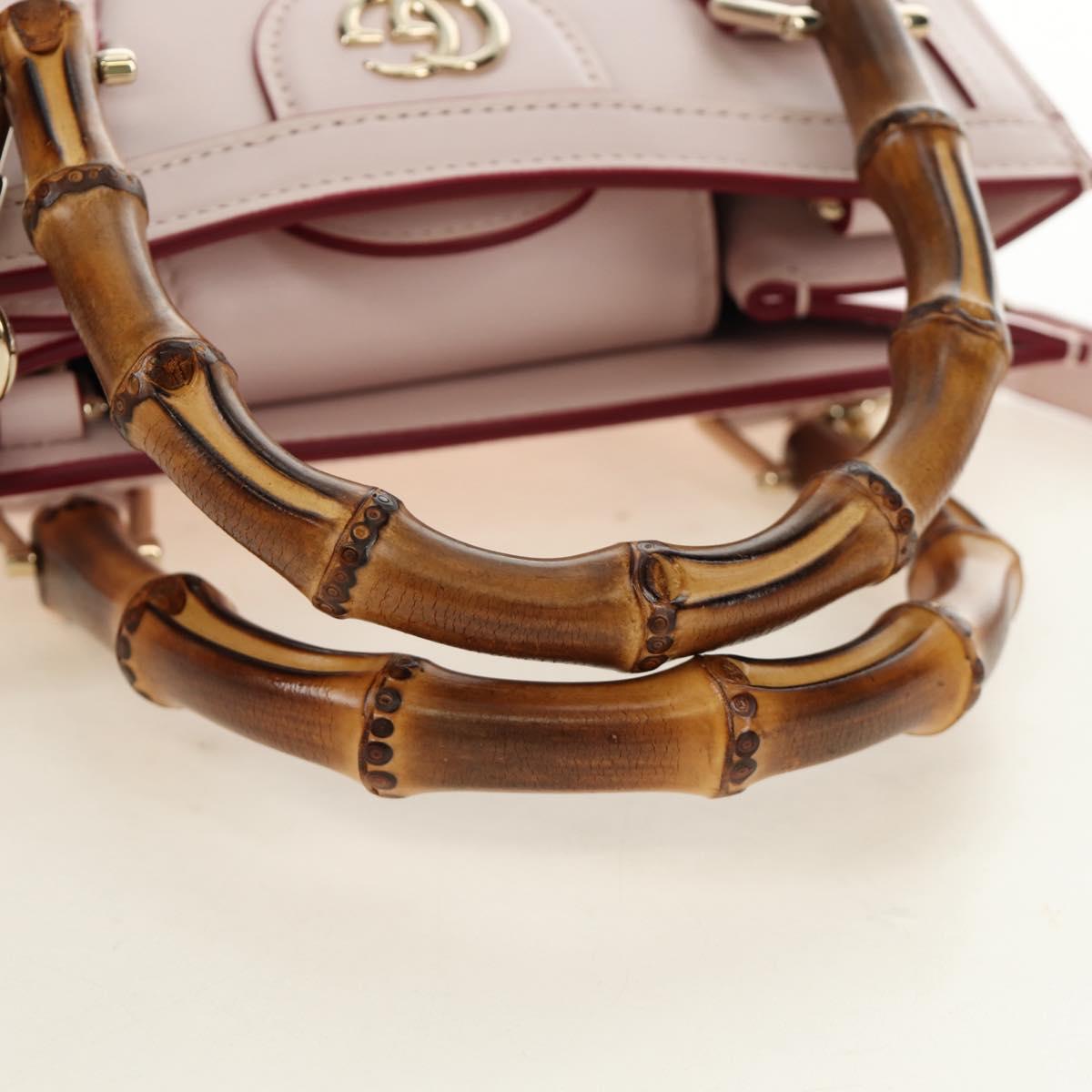 GUCCI Bamboo Hand Bag Leather 3way Pink Gold 841488 Auth 185846SM
