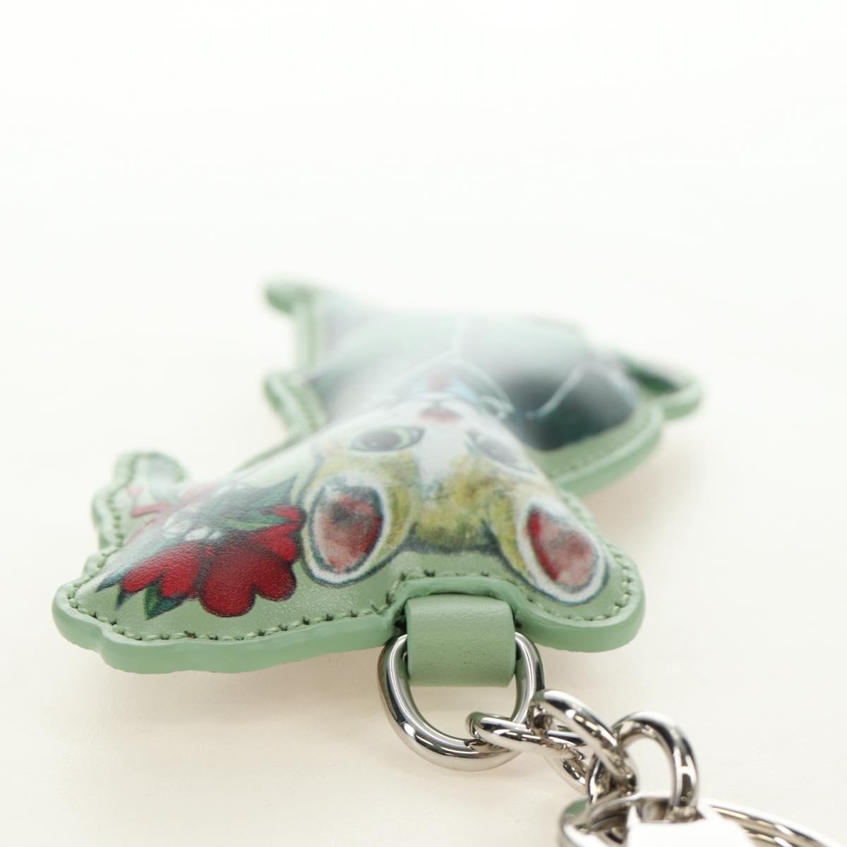 GUCCI GG Supreme Yuko Higuchi Boris Key Holder PVC Green Silver Auth 185847SM