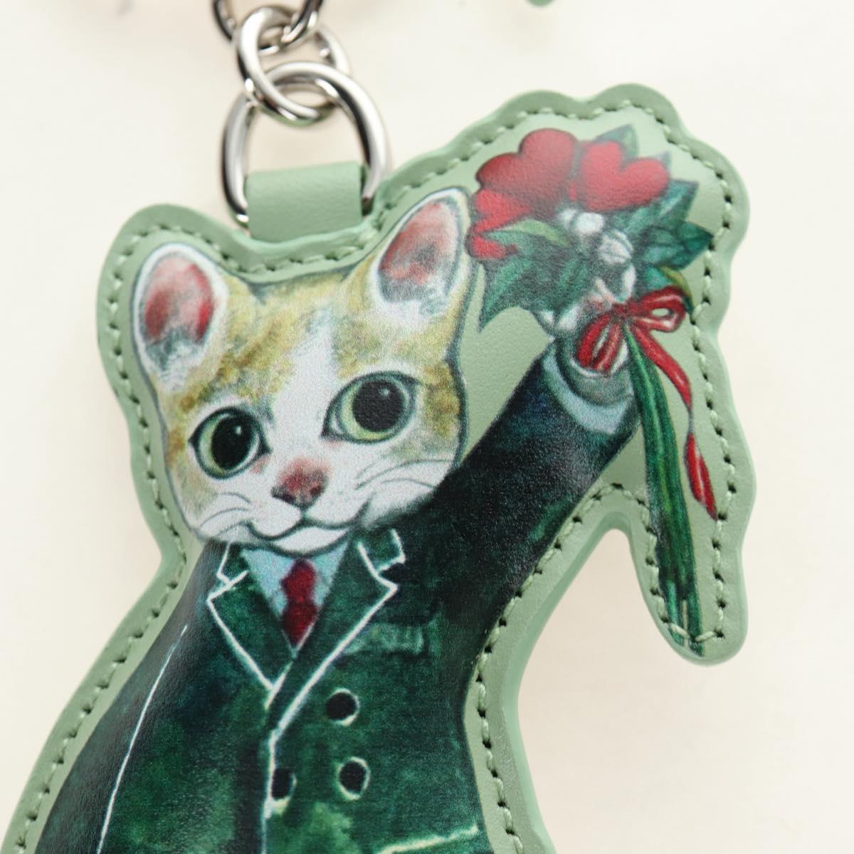 GUCCI GG Supreme Yuko Higuchi Boris Key Holder PVC Green Silver Auth 185847SM