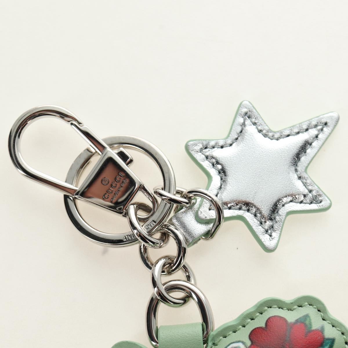 GUCCI GG Supreme Yuko Higuchi Boris Key Holder PVC Green Silver Auth 185847SM
