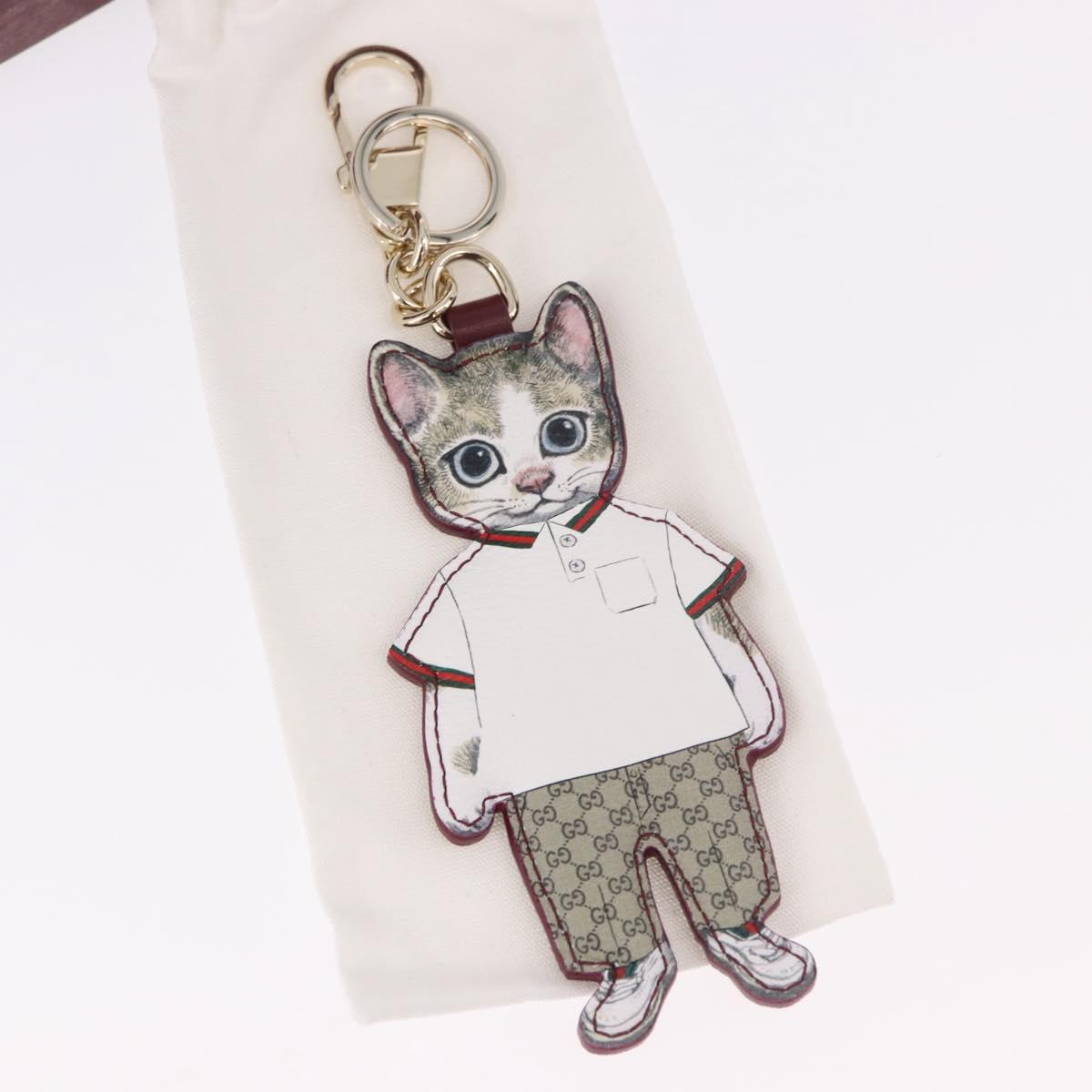 GUCCI GG Supreme Yuko Higuchi Boris Charm PVC Bordeaux Auth 185849SM