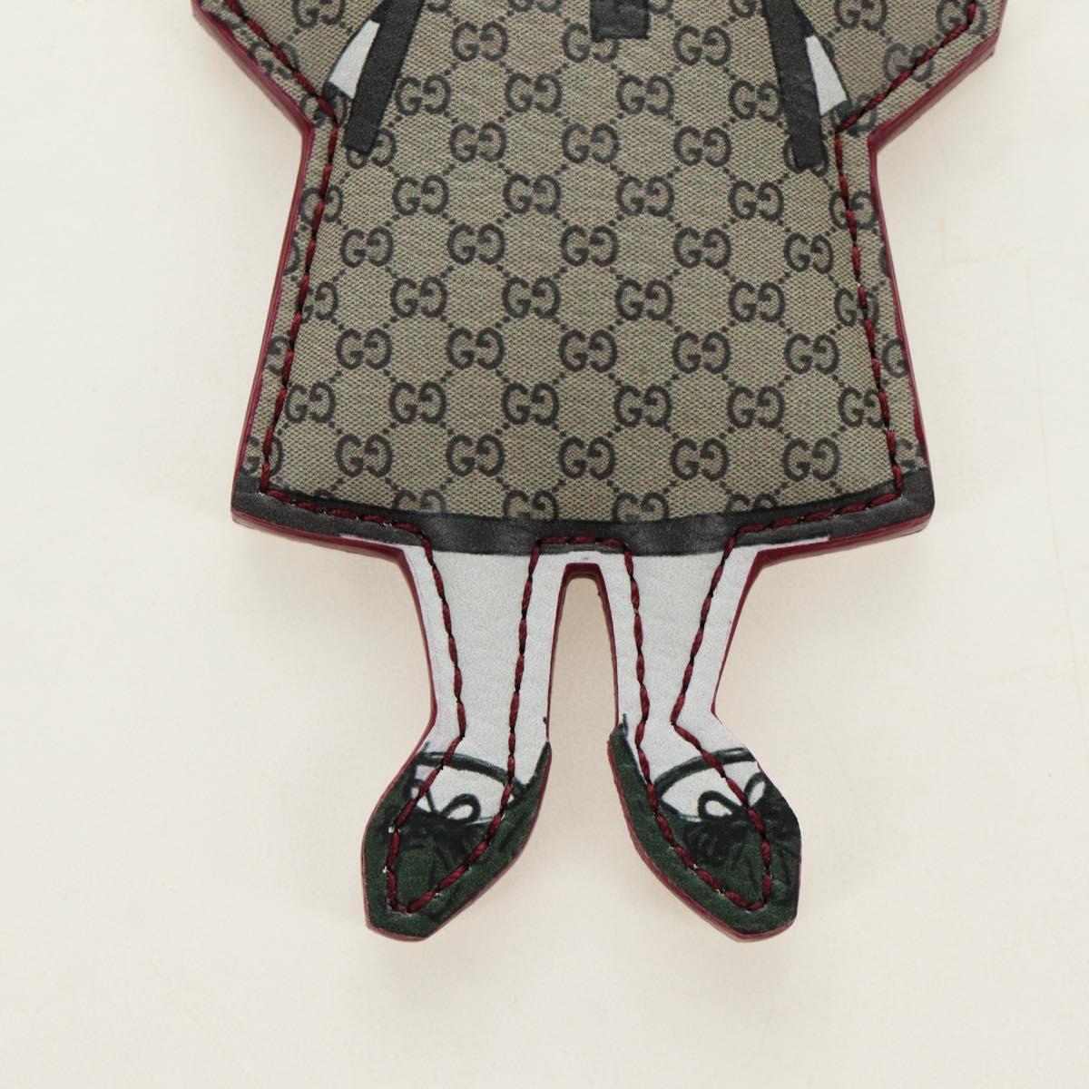 GUCCI GG Supreme Higuchi Yuko Bo Key Holder PVC Bordeaux Gold Auth 185850SM