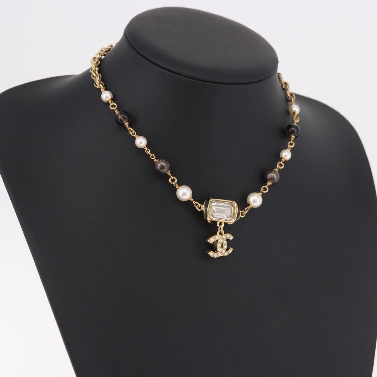 CHANEL Necklace metal Gold CC Auth 185852M