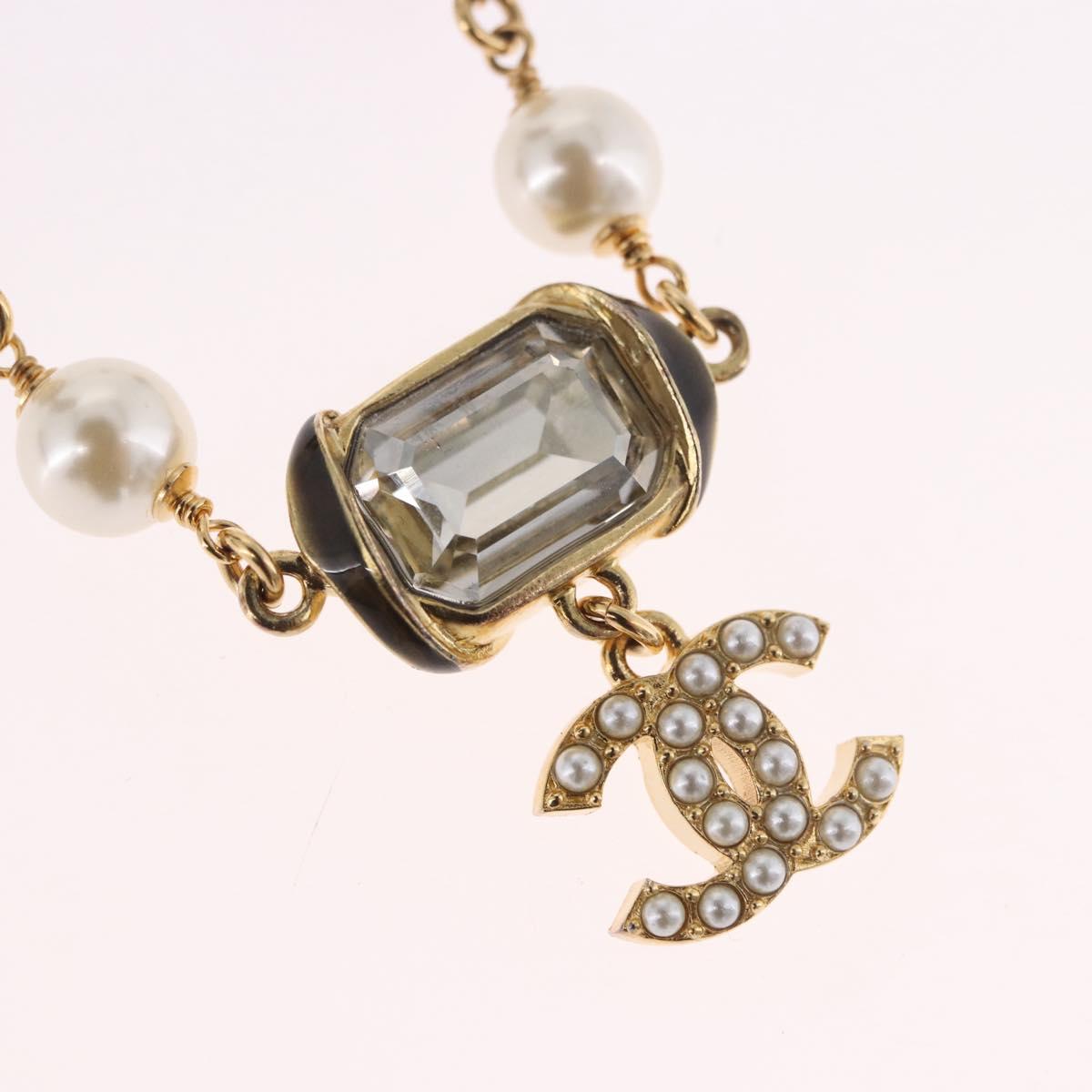 CHANEL Necklace metal Gold CC Auth 185852M