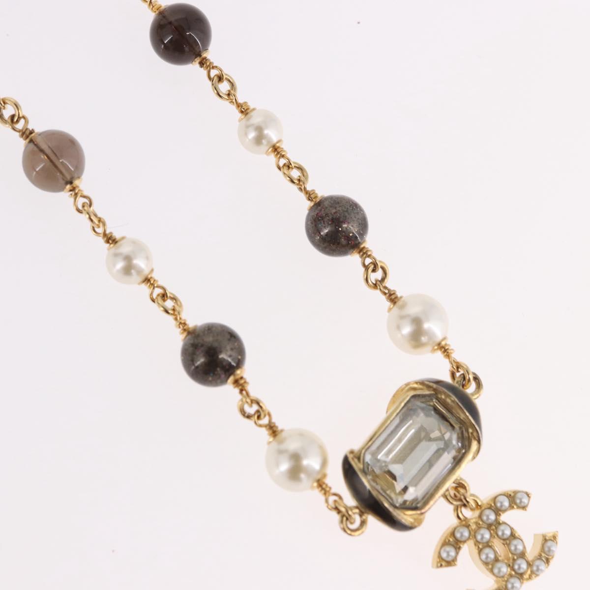 CHANEL Necklace metal Gold CC Auth 185852M