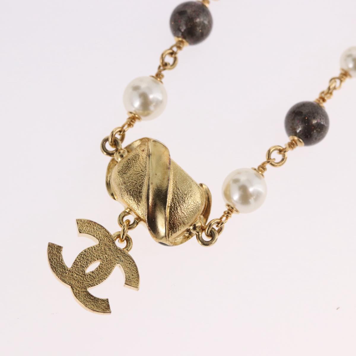 CHANEL Necklace metal Gold CC Auth 185852M