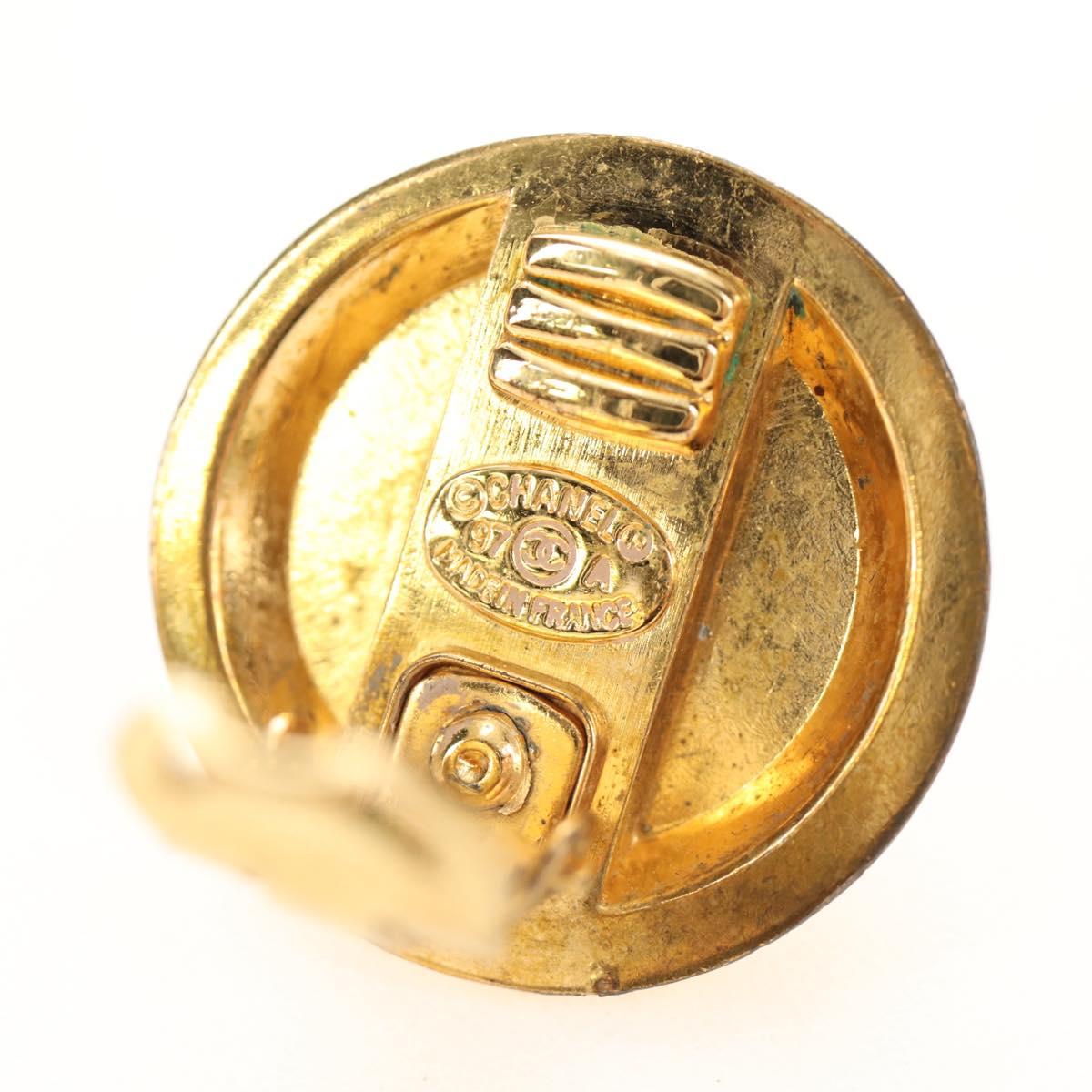 CHANEL Earring metal Gold CC Auth 185854M