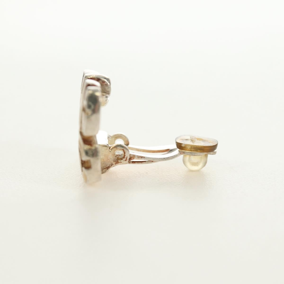 CHANEL Earring metal Beige CC Auth 185855M