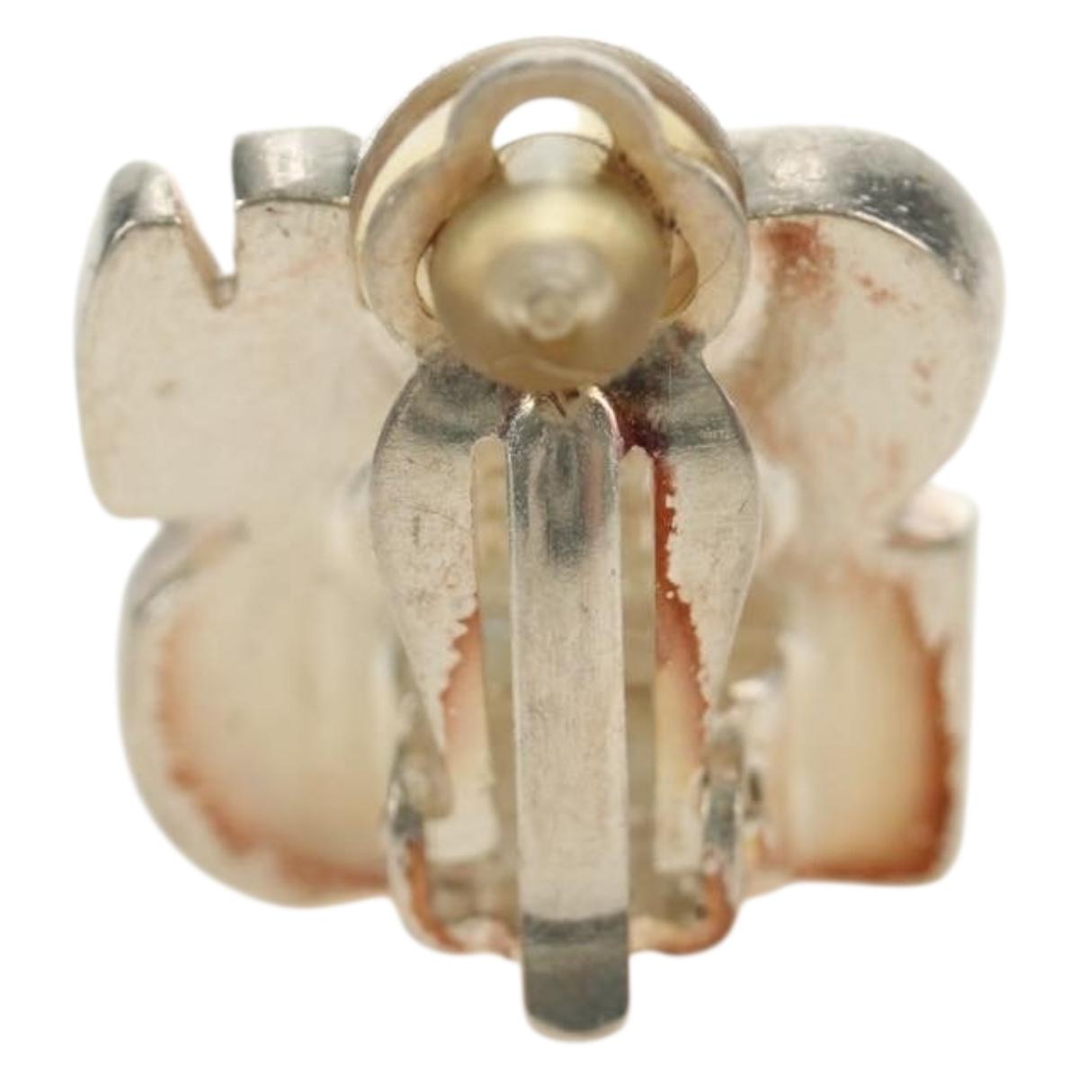 CHANEL Earring metal Beige CC Auth 185855M