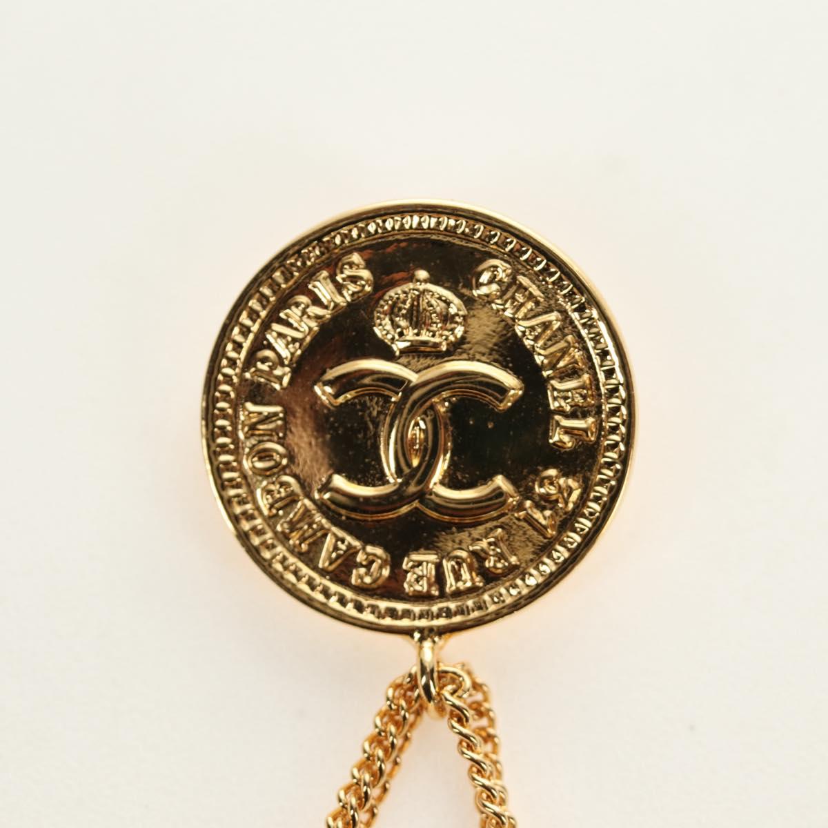 CHANEL Brooch metal Gold CC Auth 185856M