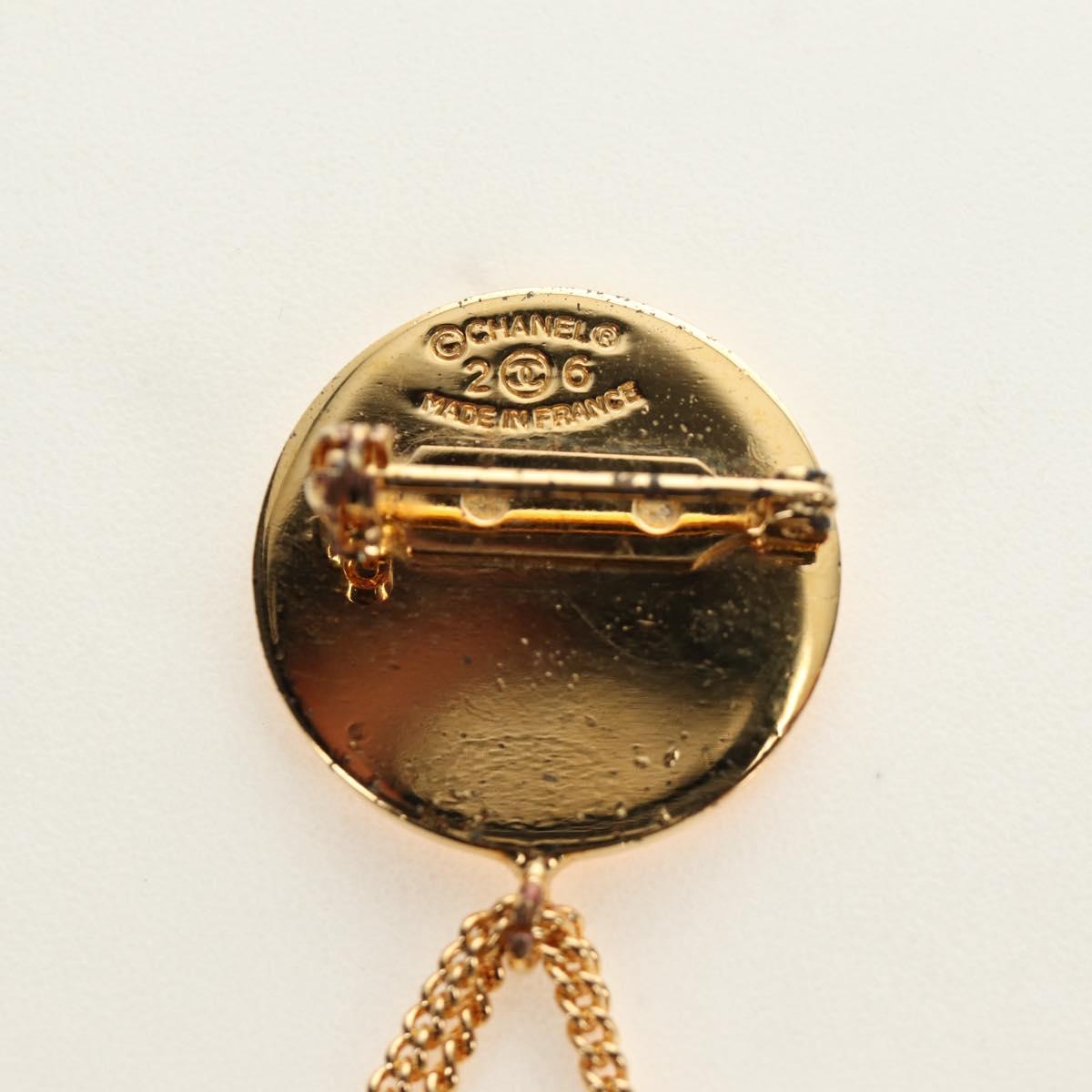 CHANEL Brooch metal Gold CC Auth 185856M