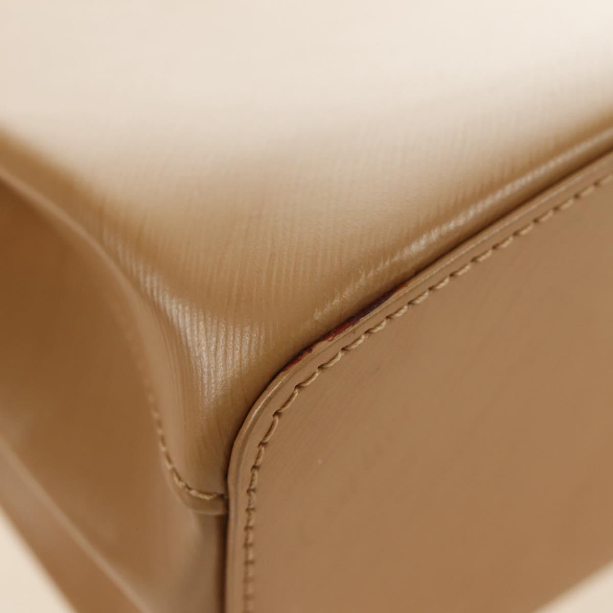 CARTIER Hand Bag Leather Beige Gold Auth 185857M