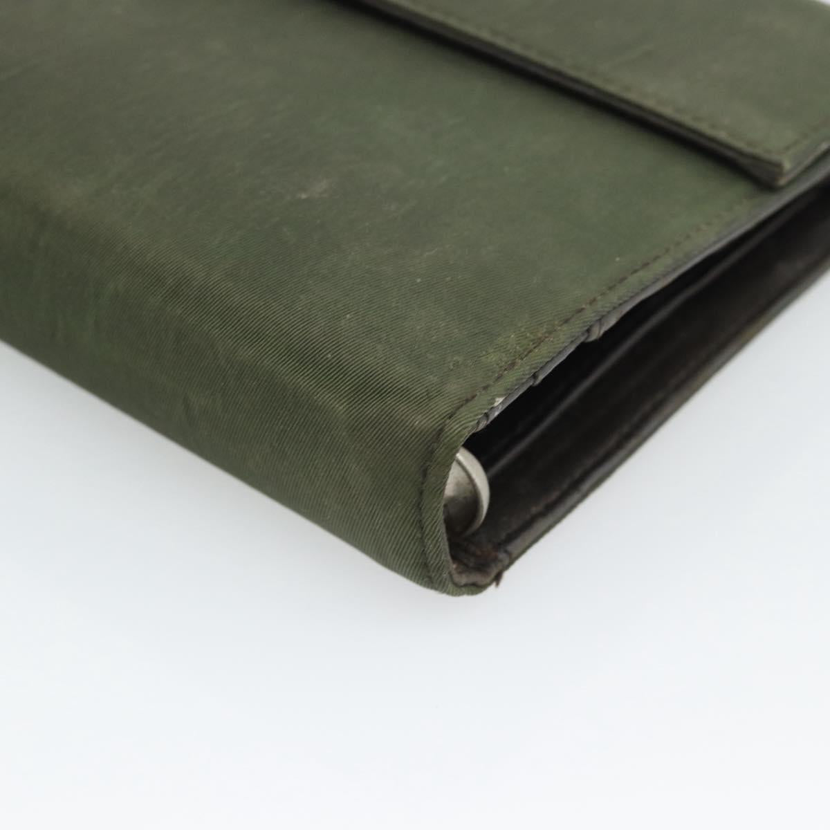 PRADA Agenda Day Planner Cover Nylon Khaki Silver Auth 185858