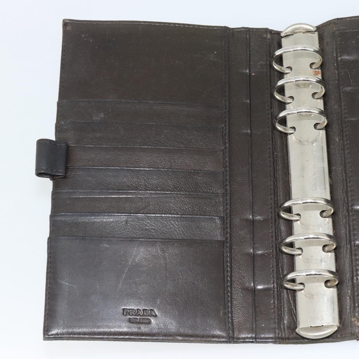 PRADA Agenda Day Planner Cover Nylon Khaki Silver Auth 185858
