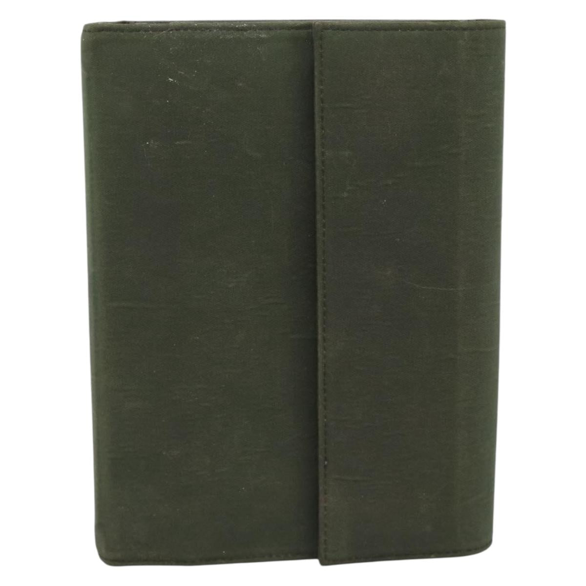 PRADA Agenda Day Planner Cover Nylon Khaki Silver Auth 185858