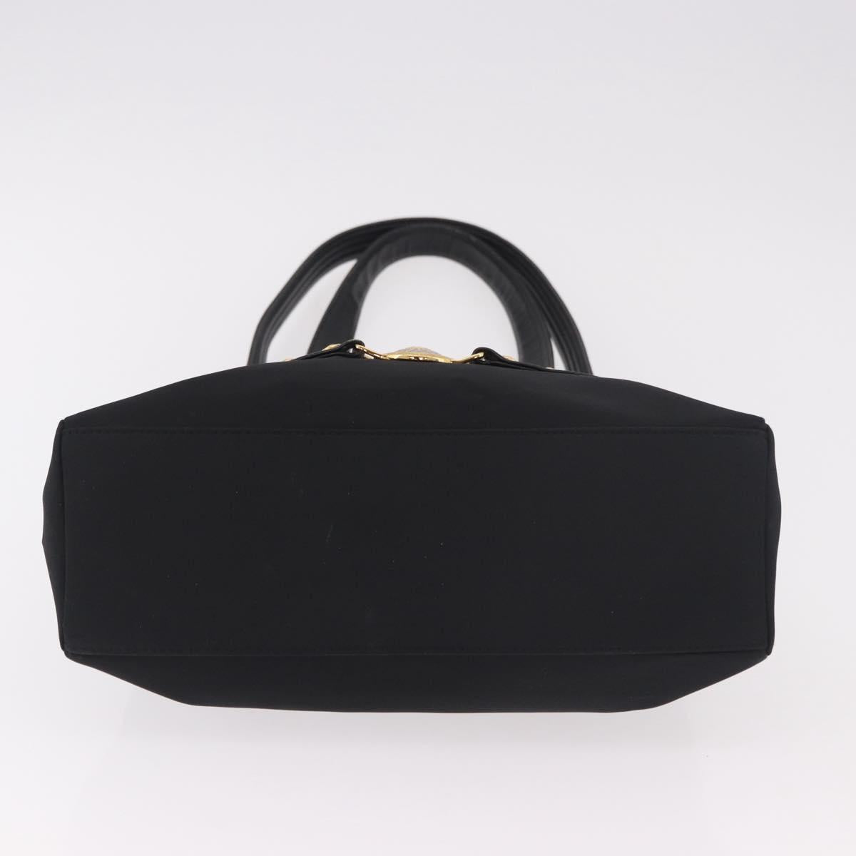 VERSACE Shoulder Bag Nylon Black Gold Auth 185860