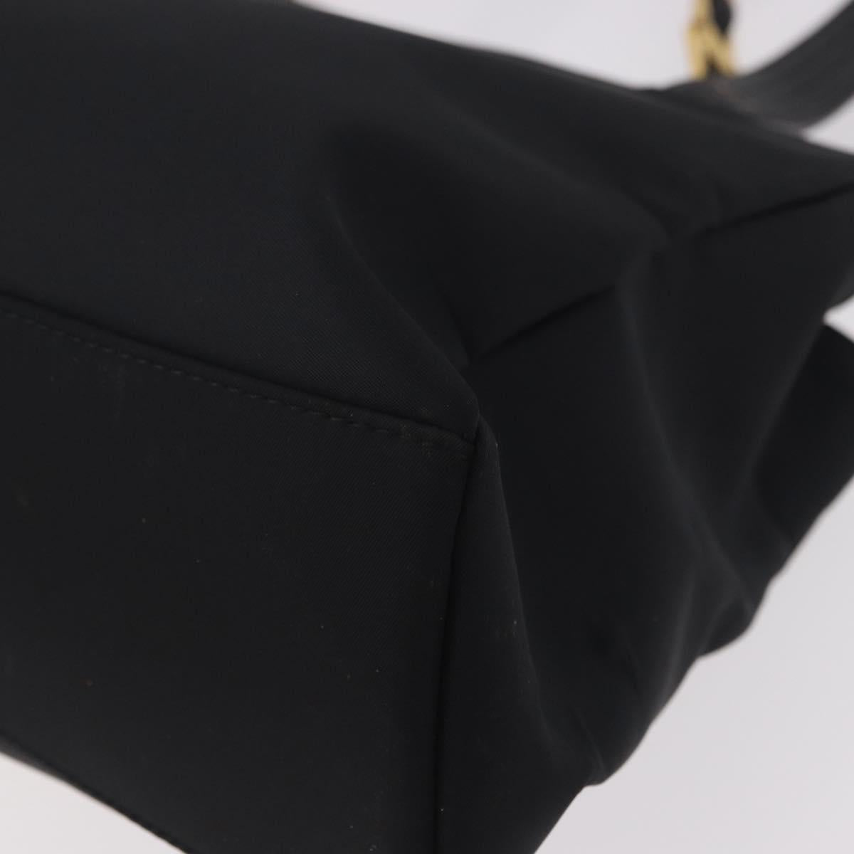 VERSACE Shoulder Bag Nylon Black Gold Auth 185860