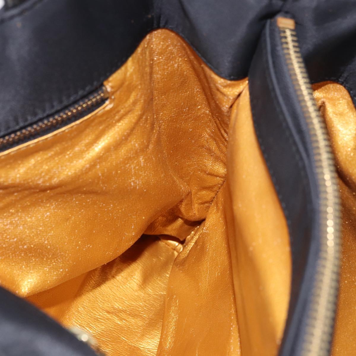 VERSACE Shoulder Bag Nylon Black Gold Auth 185860