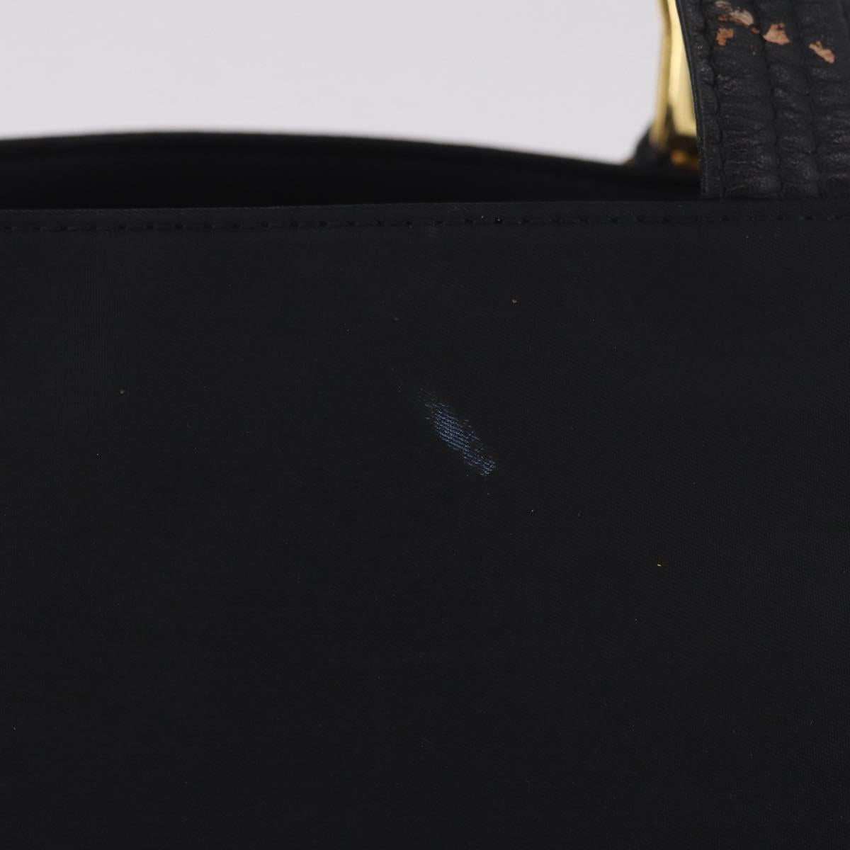VERSACE Shoulder Bag Nylon Black Gold Auth 185860