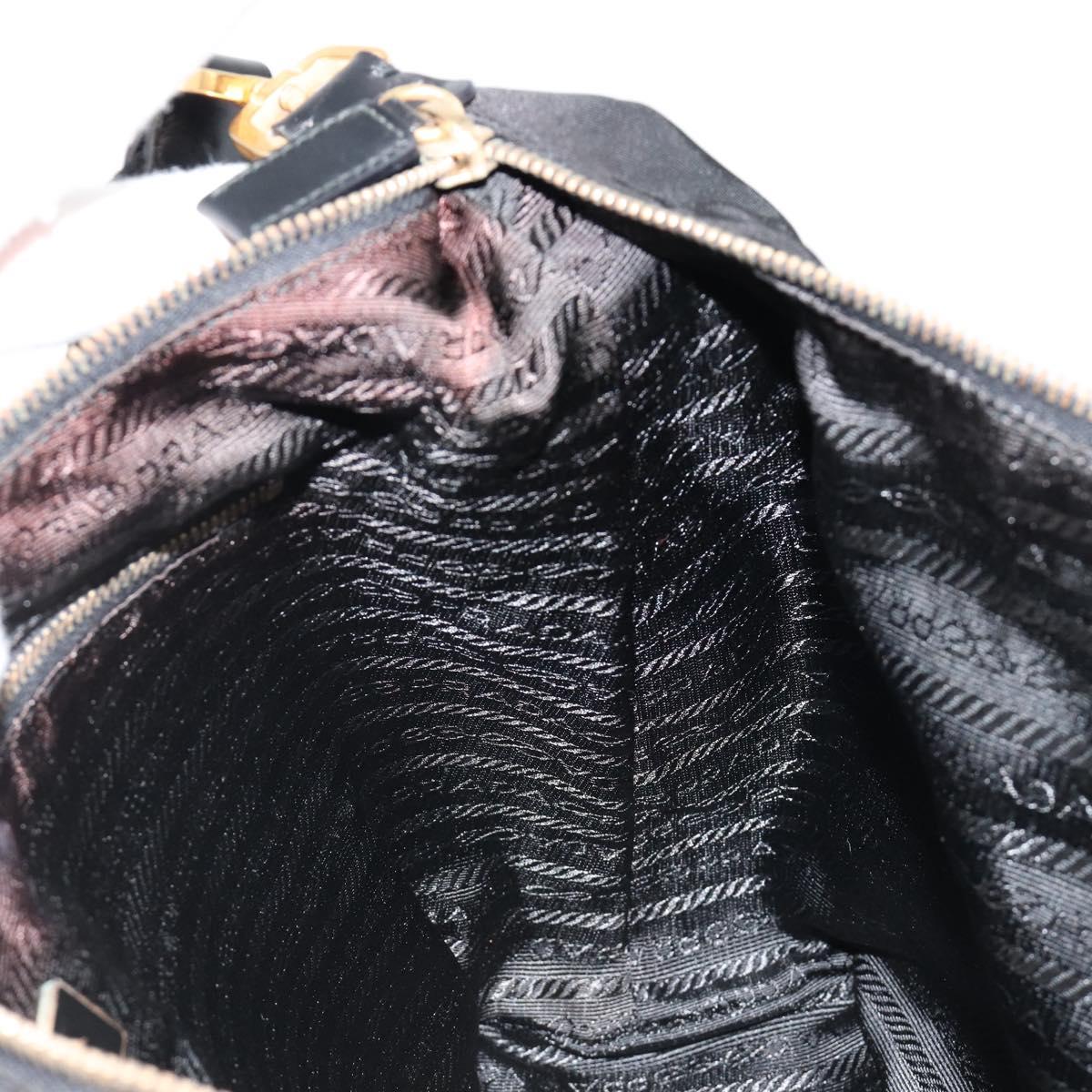 PRADA Shoulder Bag Nylon Black Gold Auth 185861V
