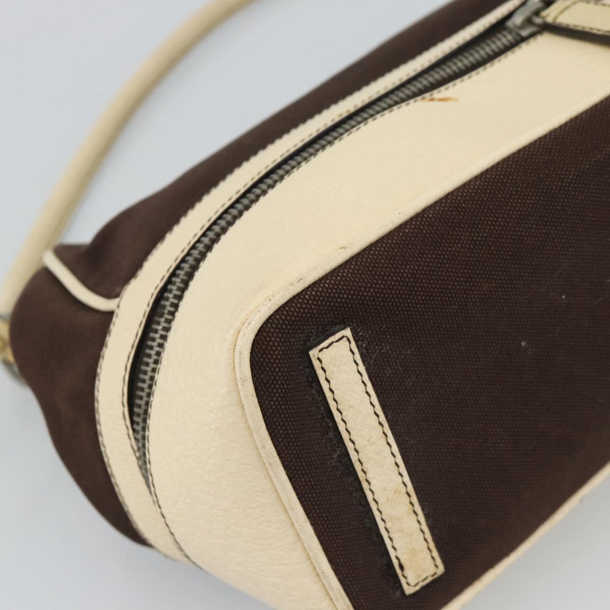 PRADA Hand Bag Canvas Brown Auth 185862