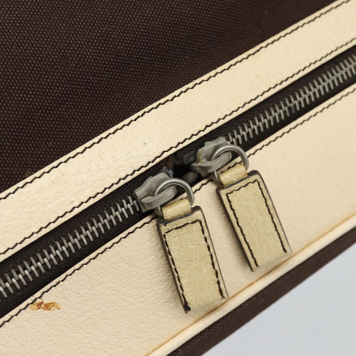 PRADA Hand Bag Canvas Brown Auth 185862