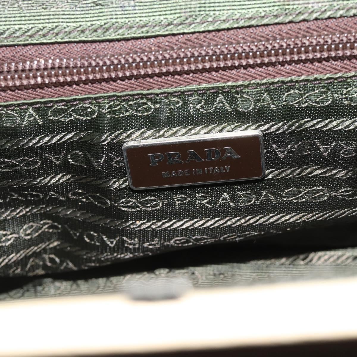 PRADA Hand Bag Canvas Brown Auth 185862