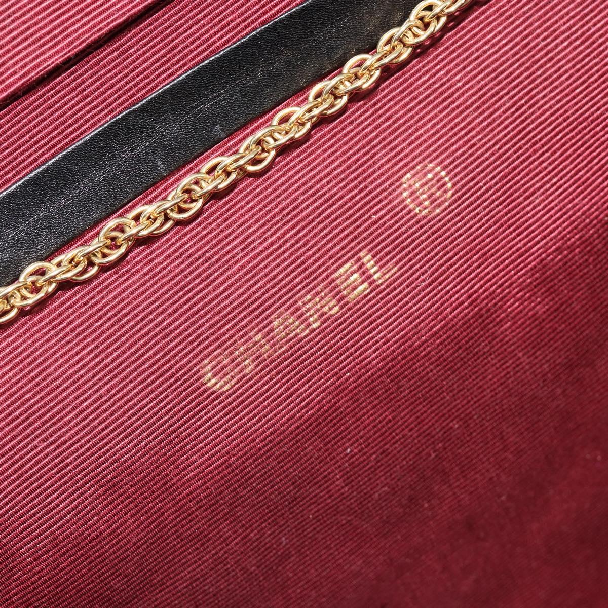 CHANEL Matelasse Chain Shoulder Bag Lamb Skin Gold Black CC Auth 185863A