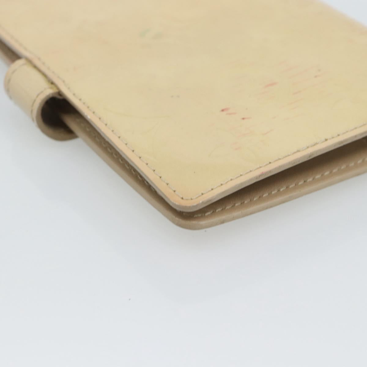 LOUIS VUITTON Monogram Vernis Agenda PM Planner Cover Beige R21001 Auth 185865