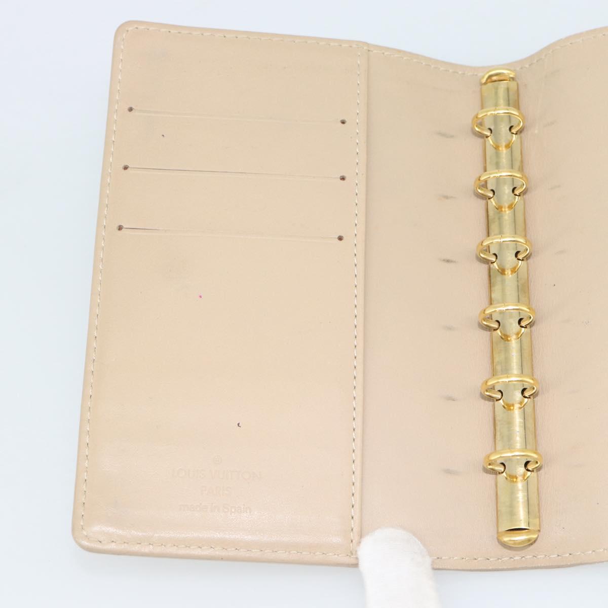 LOUIS VUITTON Monogram Vernis Agenda PM Planner Cover Beige R21001 Auth 185865