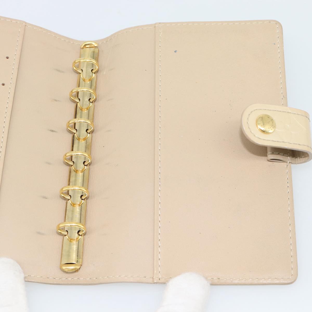 LOUIS VUITTON Monogram Vernis Agenda PM Planner Cover Beige R21001 Auth 185865