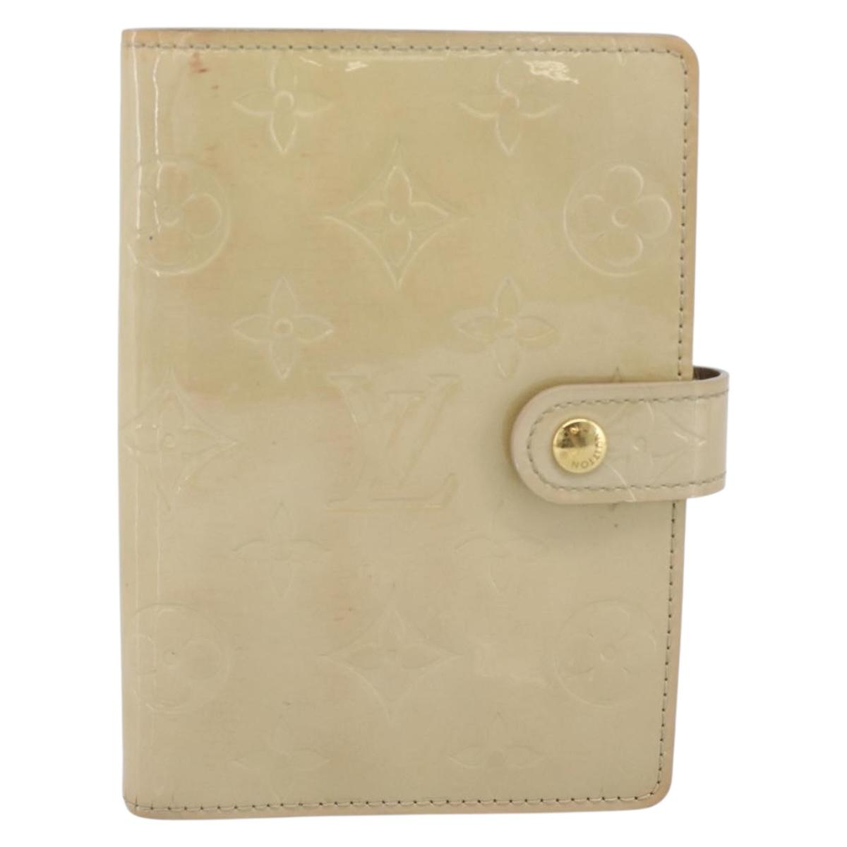 LOUIS VUITTON Monogram Vernis Agenda PM Planner Cover Beige R21001 Auth 185865