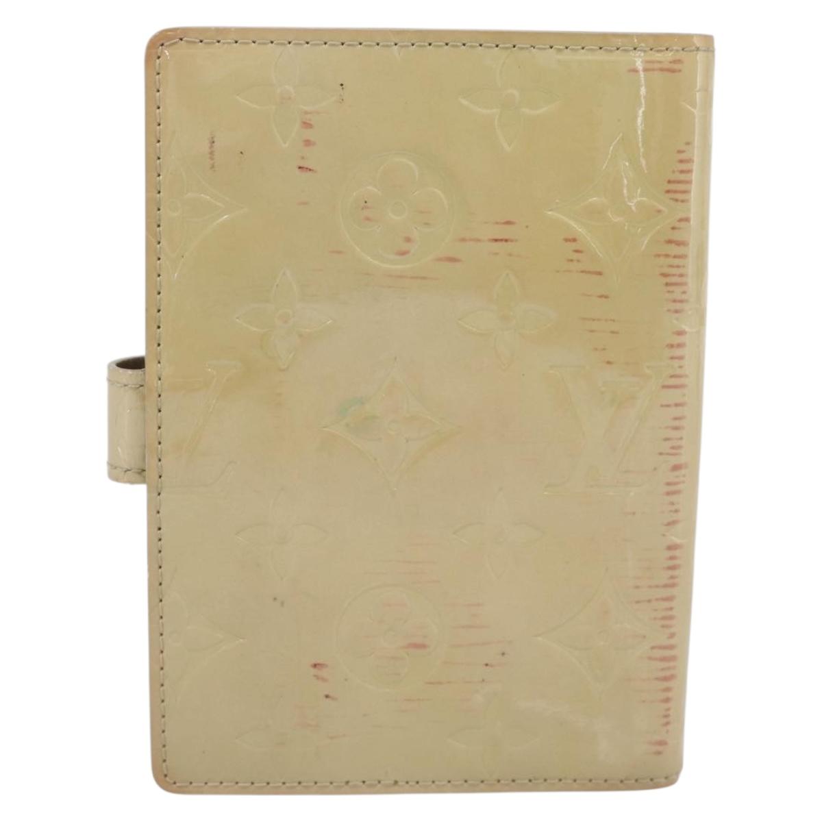 LOUIS VUITTON Monogram Vernis Agenda PM Planner Cover Beige R21001 Auth 185865