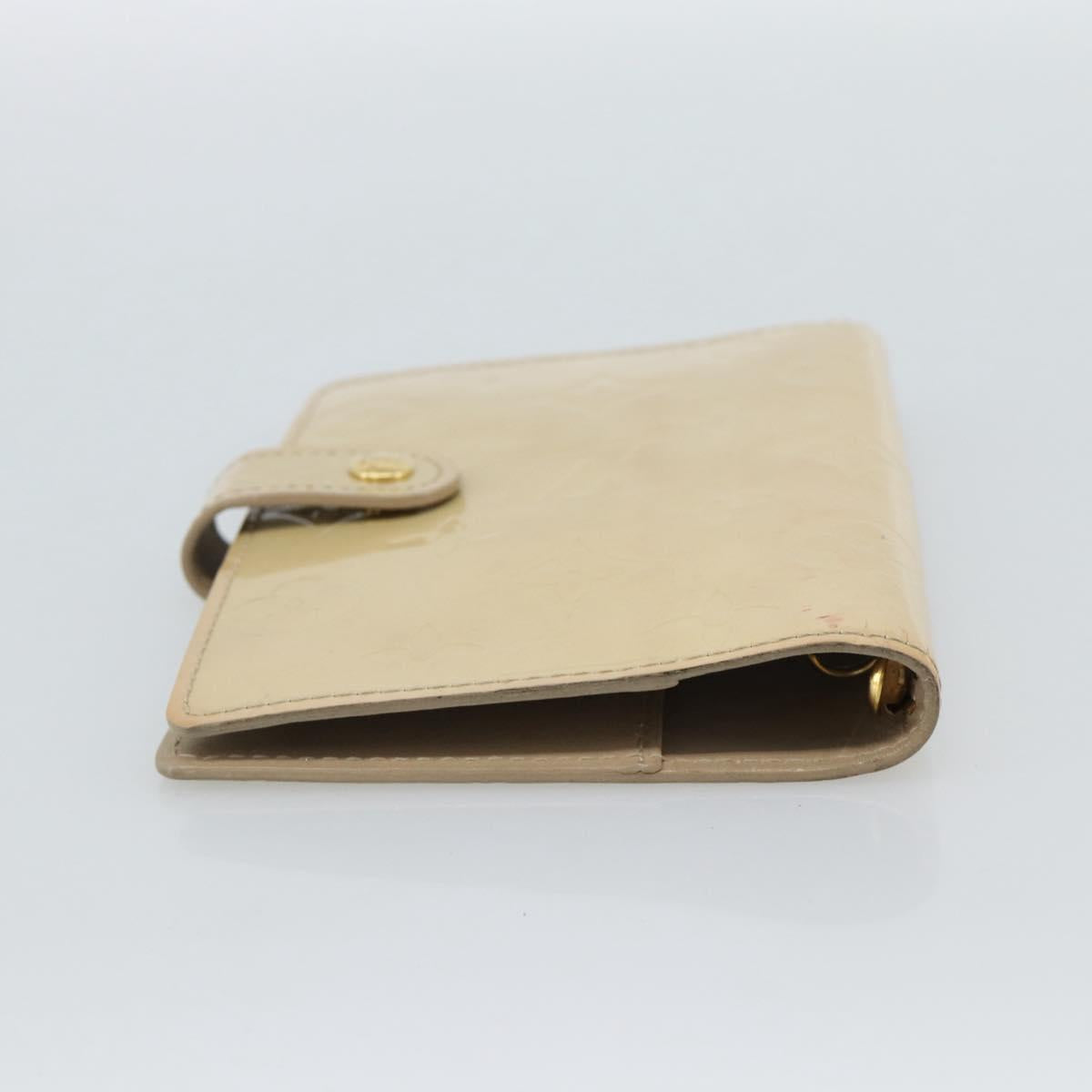 LOUIS VUITTON Monogram Vernis Agenda PM Planner Cover Beige R21001 Auth 185865