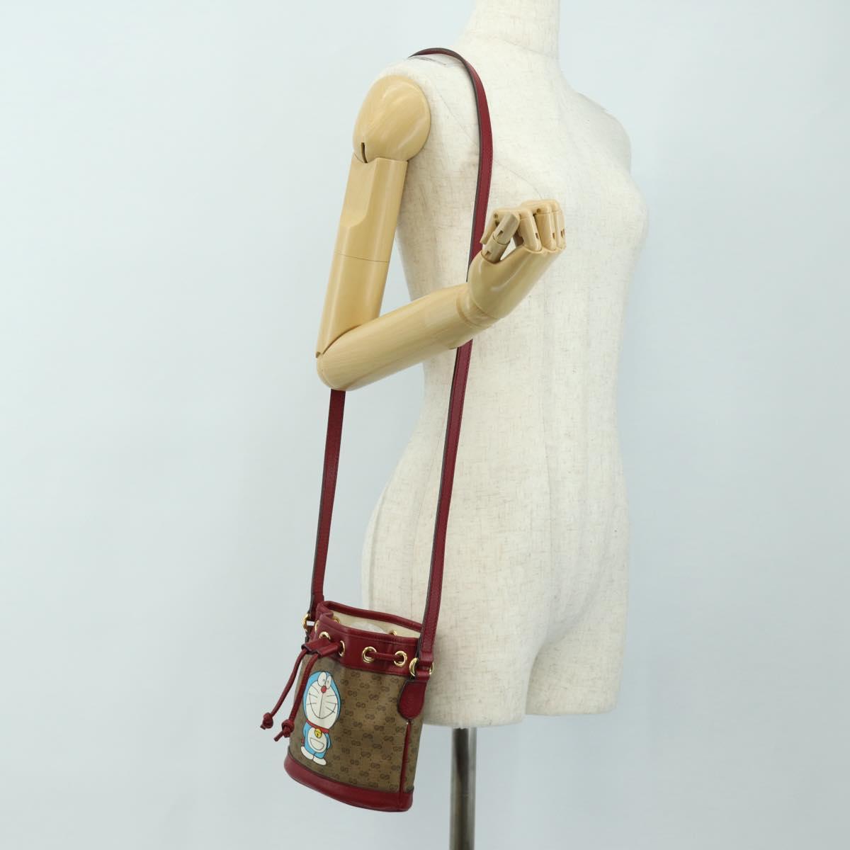 GUCCI GUCCI × Doraemon Micro GG Supreme Bag PVC Beige Gold 647801 Auth 185900M