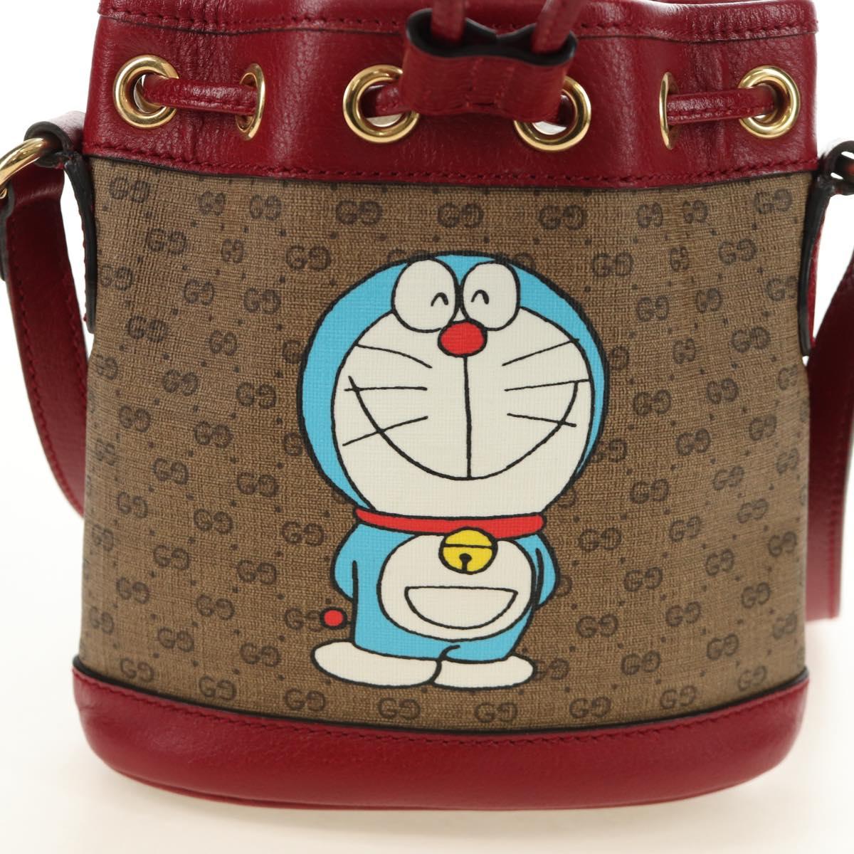 GUCCI GUCCI × Doraemon Micro GG Supreme Bag PVC Beige Gold 647801 Auth 185900M