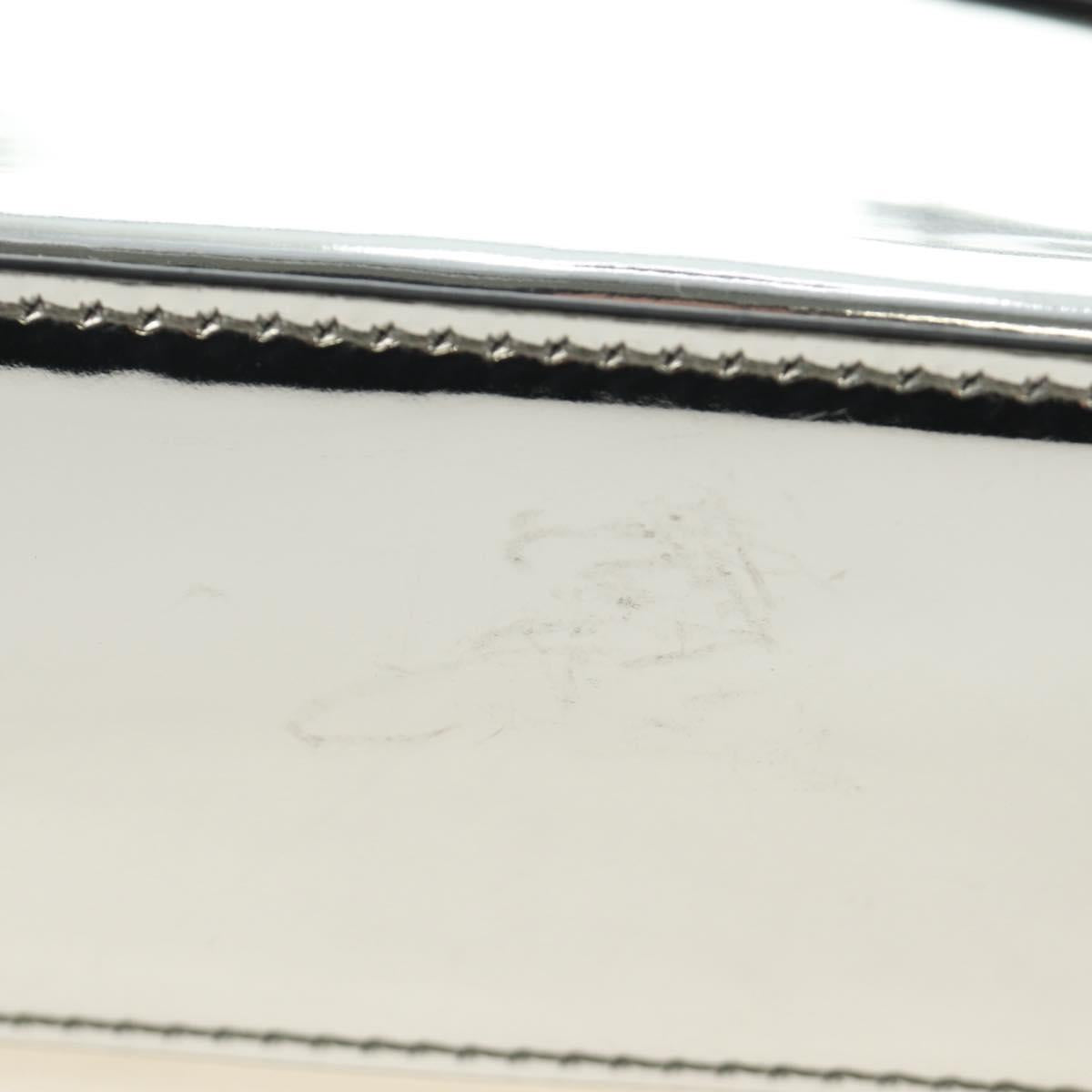 PRADA Hand Bag Patent Leather 2way Silver Auth 185901M