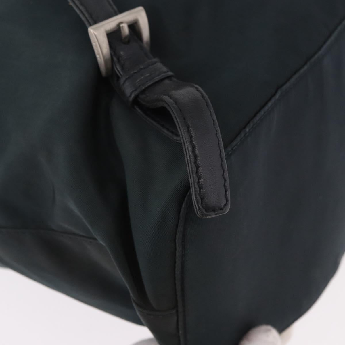 PRADA Chain Shoulder Backpack Nylon Green Silver Auth 185902A