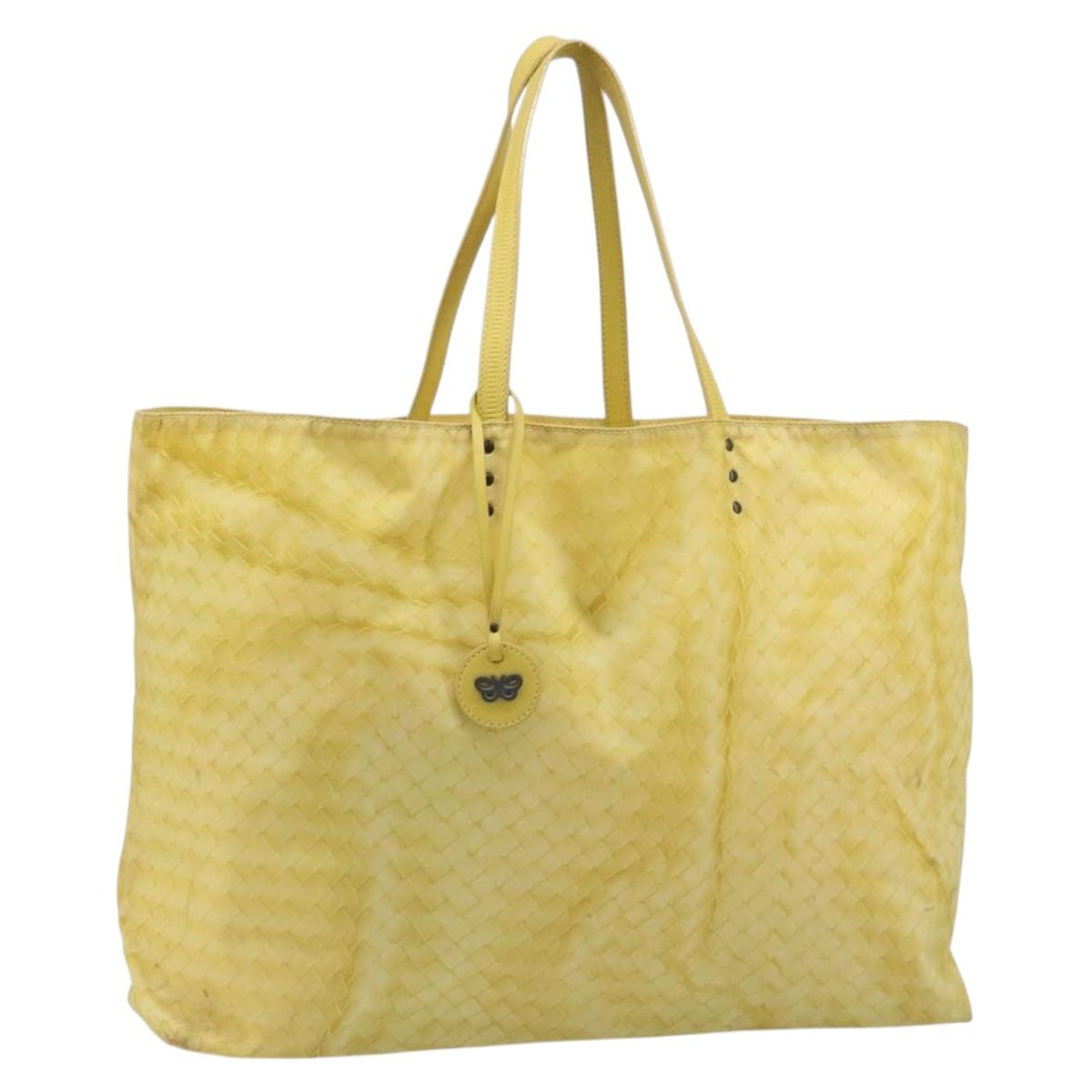 BOTTEGA VENETA INTRECCIATO Tote Bag Nylon Yellow Auth 185904A