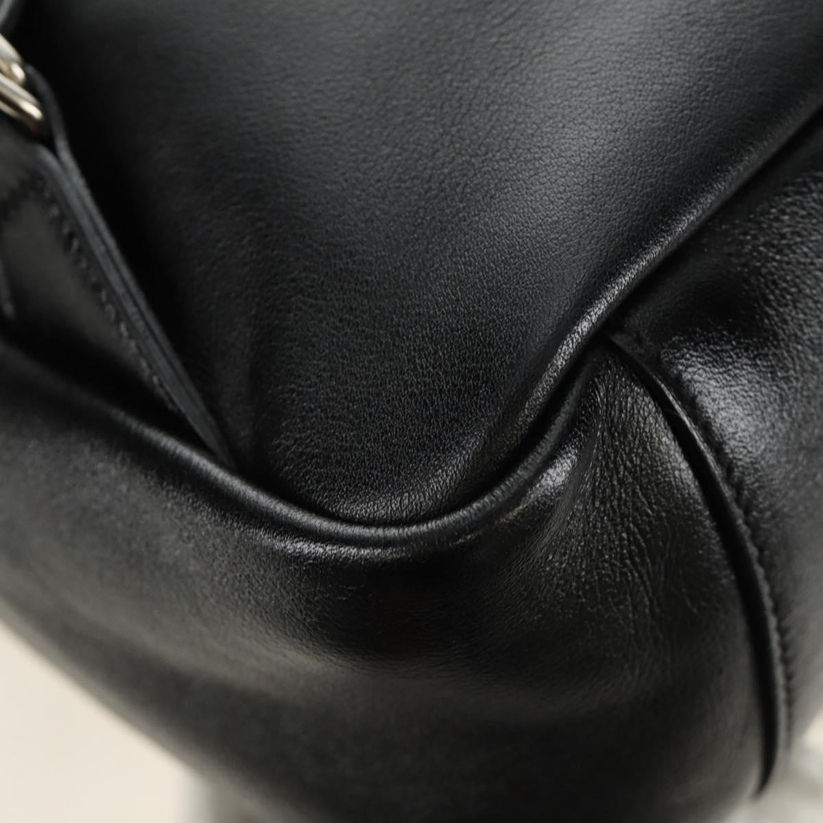 SAINT LAURENT Backpack Leather Black Silver Auth 185905SM