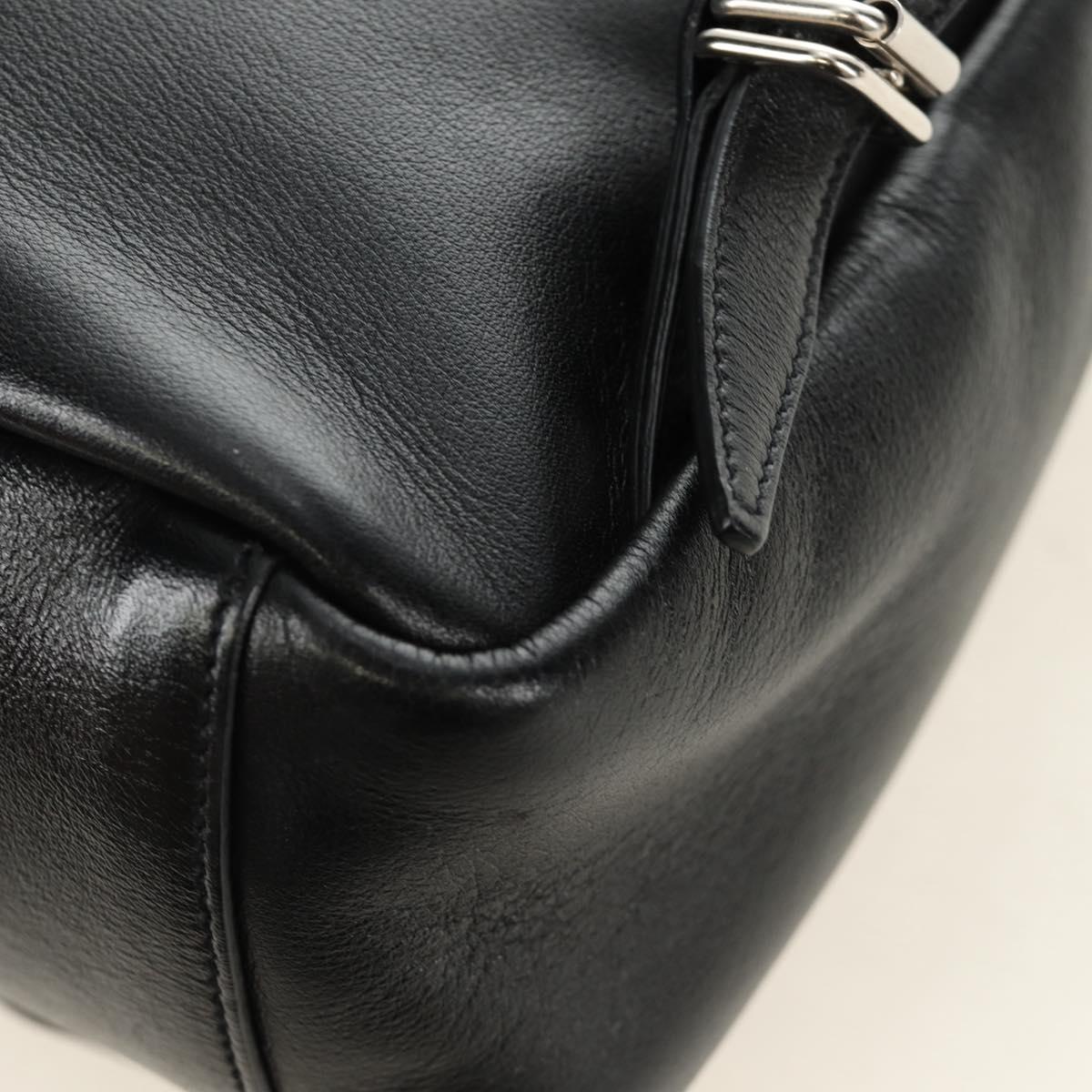 SAINT LAURENT Backpack Leather Black Silver Auth 185905SM