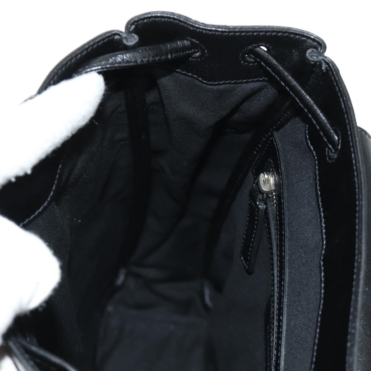 SAINT LAURENT Backpack Leather Black Silver Auth 185905SM