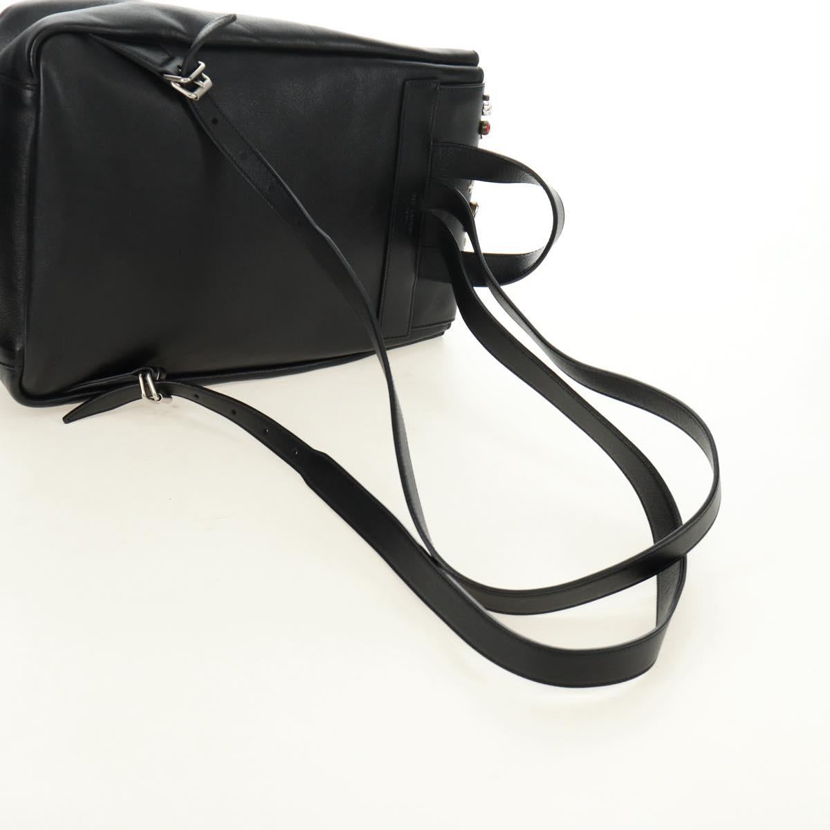 SAINT LAURENT Backpack Leather Black Silver Auth 185905SM